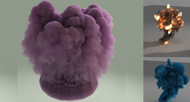 Smoke and fire, rendered in Shuaa