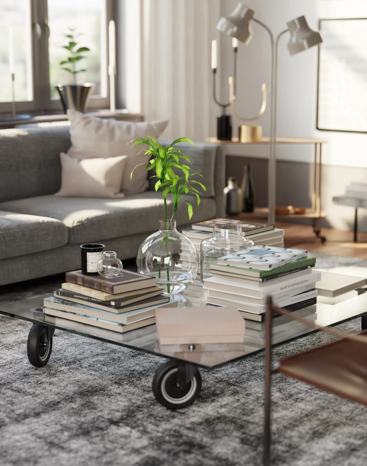 Stockholm interior, rendered in Shuaa
